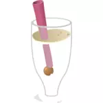 Bubbly पियो ग्लास वेक्टर छवि में भूसे के साथ