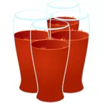 Immagine a colori di quattro bicchieri di succo sano