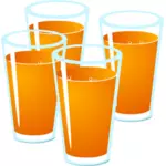 Ilustracja wektorowa cztery szklanki świeżo wyciśniętego soku