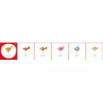 Vektorgrafik av ikoner för sex olika cocktails