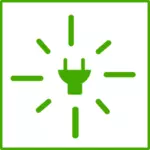Vektortegning øko grønne lightblulb ikon med tynn ramme