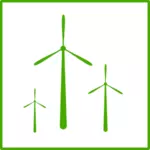 Vektorový obrázek eco zelené větrná energie ikony s tenkou hranici