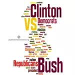 Clinton versus nuvem de palavra de Bush