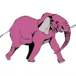 Růžový slon chodící vektorové ilustrace