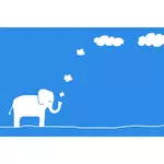 Vektor ClipArt-bilder av elefant blåser moln