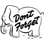 Nezapomeňte na Vektor Klipart slona s textem