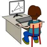 Boy použití počítače vektorové kreslení