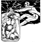 Ilustracja wektorowa nago mięśni człowieka w butelce