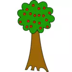 Vektör çizim karikatür elma ağacının