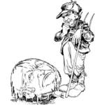 Agricultor e ilustração vetorial de pumpkinhead