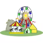 Gráficos vectoriales de circo con instalaciones para niños