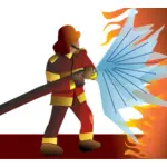 Image vectorielle des flammes de batailles de sapeur-pompier casqué
