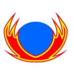 Clipart vectorial de llamas alrededor de signo solar azul