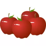 Векторная Иллюстрация четырех блестящие яблок