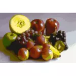 Vectorafbeeldingen van gestileerde fruit selectie in een tabel