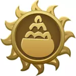 Imagem vetorial do emblema de sol em forma de bolo de sobremesa