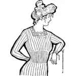 Mujer con dibujo vectorial de bobtail