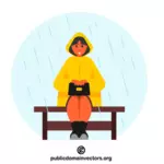 Kvinna i regnet