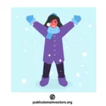 Menina feliz em roupas de inverno