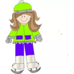 Мультфильм векторное изображение девушка фигурного катания