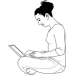 Jente med bærbar datamaskin