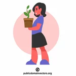 Girl with a flower pot