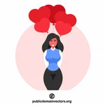 Girl with heart balloons