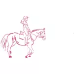 骑着一匹马的女孩矢量图