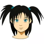 Clip art wektor z anime dziewczyna z długimi włosami