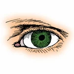Visage humain d’oeil vert