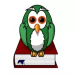 Zelená sova na knize