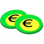그림의 녹색의 유로 동전