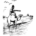 Człowiek na wielbłąda z ilustracji wektorowych pistolet