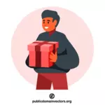 Tipul cu o cutie cadou