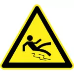 地面湿滑危险警告标志矢量图像