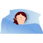 Ilustración vectorial de una mujer con fiebre