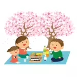 Kiraz çiçeği ile piknik