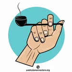 يد مع أنبوب التدخين