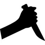 Sylwetka wektor ilustracja ręki z nożem