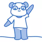 Vektorbild av happy Panda tecknad figur i Pastell blått