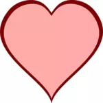 Розовое сердце с красной толстая линия границы векторное изображение