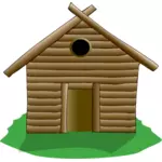 Ilustracja drewniany dom w otoczeniu trawy