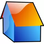 صورة متجهة لمنزل لامع أزرق مع سقف برتقالي