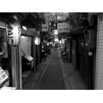 Japansk street i svart och vitt