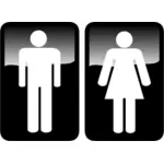 흑인 남성과 여성 직사각형 화장실 표지판의 벡터 그래픽
