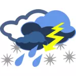 矢量图形的雨、 雪和雷电天气彩色地图符号
