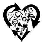 Coeur et Internet du symbole de choses