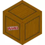 木制的板条箱与脆弱的负载的矢量图像