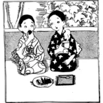 Desenho de crianças japonesas vetorial