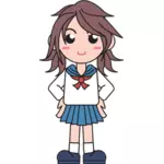 Imagen de vector de chica de escuela japonesa
